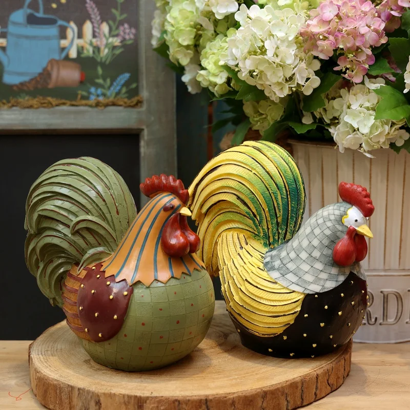 

American Rooster Lucky Creative TV Cabinet Garden Decoration Ornaments Courtyard Decoration Retro Vintage Home Furnishings Decar