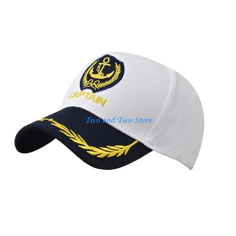 HX6F 2Pcs Adjustable Cotton Captain Cap for Casual Travel and Party Looks