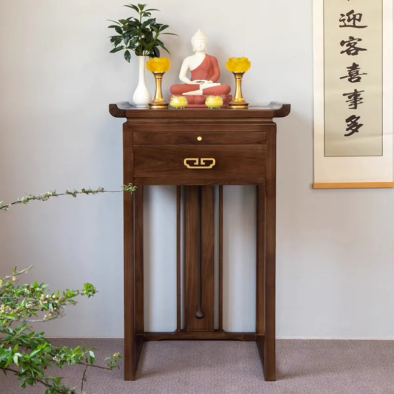 

Новый вертикальный шкаф-стеллаж для домашнего культа в китайском стиле, из черного ореха, с изображением Бога Богатства