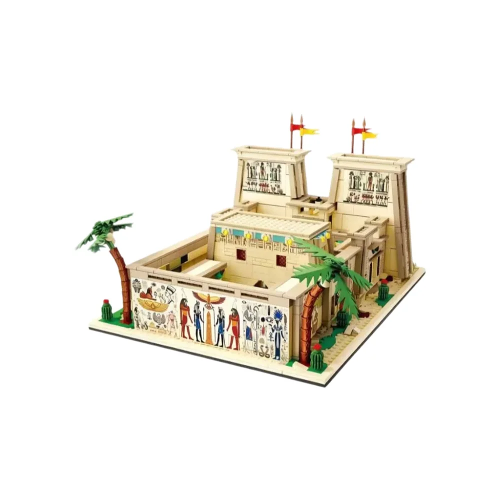2073-teiliger Tempel des Horus Baukasten Straßenansicht Modulares Antikes Architektur-Konstruktionsmodell Bausatz Spielzeug für Erwachsene Geschenke