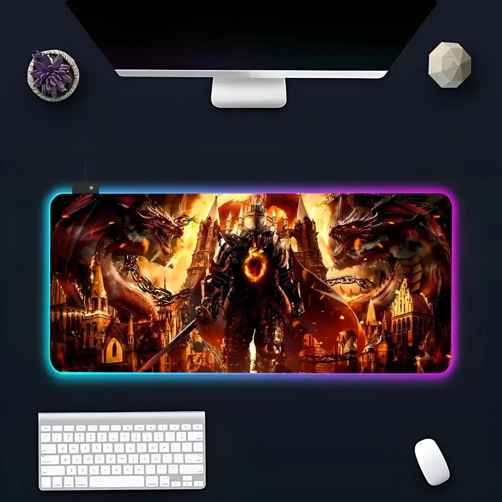 Game For D-Dragons Dogma 2 MINISO Mouse Pad RGB Gaming Mousepad LED Large Gamer Mousepads XXL Keyboard Pads Luminous Desk Mat Ba