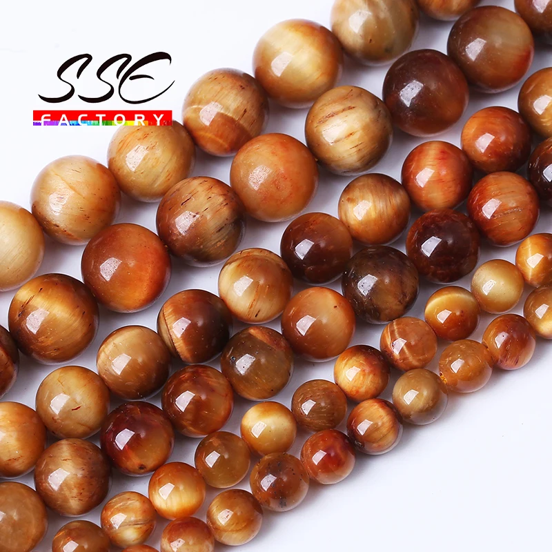 A+ Warn Sun Tiger Eye Stone Beads For Jewelry Making Round Loose Spacers Beads 4 6 8 10 12mm DIY Bracelets Necklaces 15