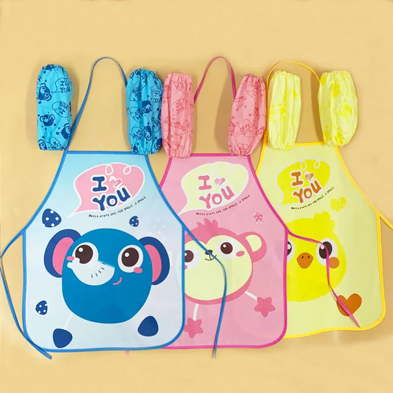 Baby Children Boy Girls Bibs New Cute Stuff Toddler Oil Resistant Waterproof Long Sleeve Art Smock Feeding Bib Apron for Kids