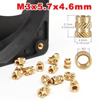 50pcs M3*5.7*4.6 Knurled Brass Insert Embedment Nut for 3D Printer Hot Melt Heat Injection Molding High 5.7mm Out Diameter 4.6mm
