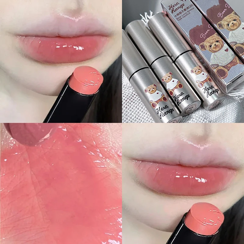 Spiegel Water Jelly Lipsticks Buis Schattige Beer Hydraterende Blijvende Effen Lippenbalsem Waterdicht Naakt Roze Lipgloss Make-Up Cosmetica