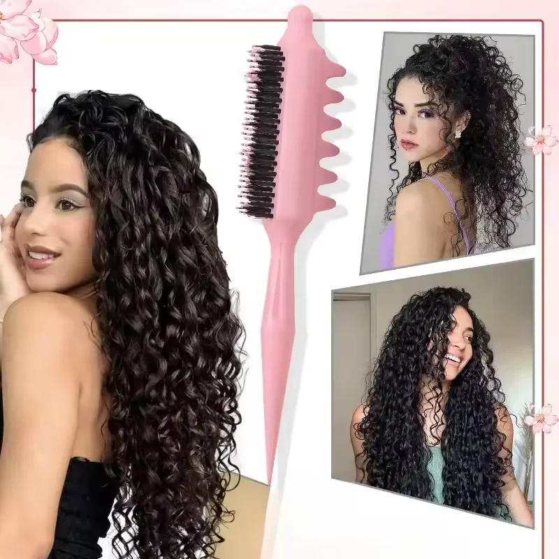 Brosse démêlante à queue de rat en nylon, antistatique, pour texture et volume, idéale pour salon ou usage domestique