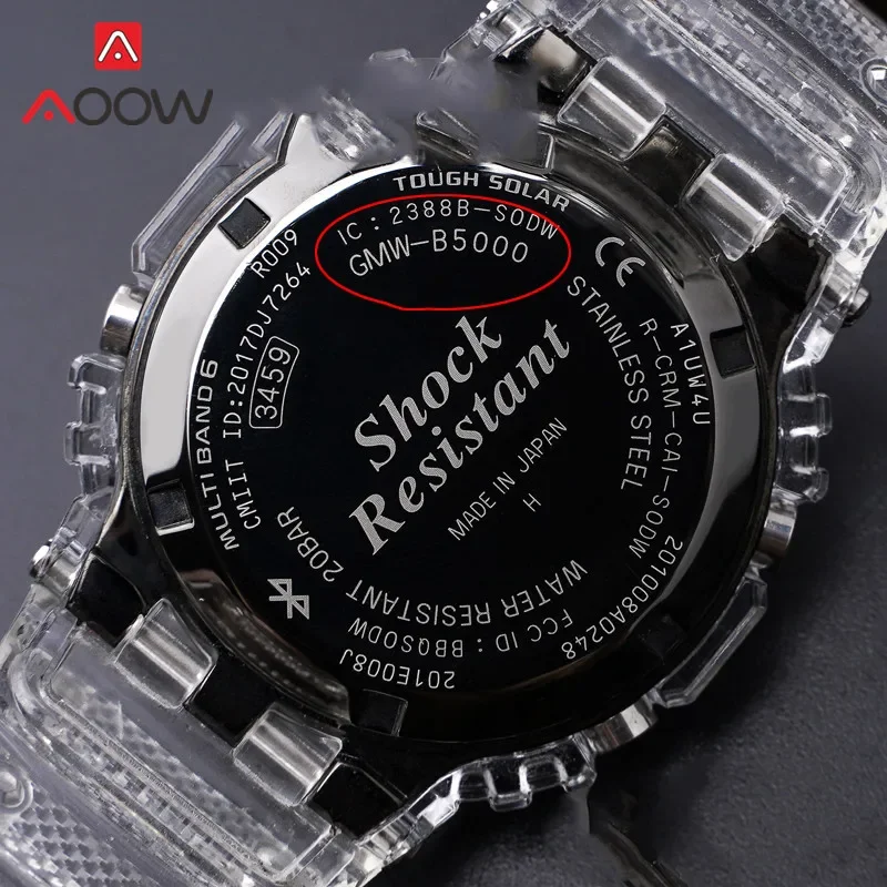 Rubber Strap Bezel for Casio G-SHOCK GMW-B5000 Sport Waterproof TPU Transparent Replacement Bracelet Watch Band Protective Case