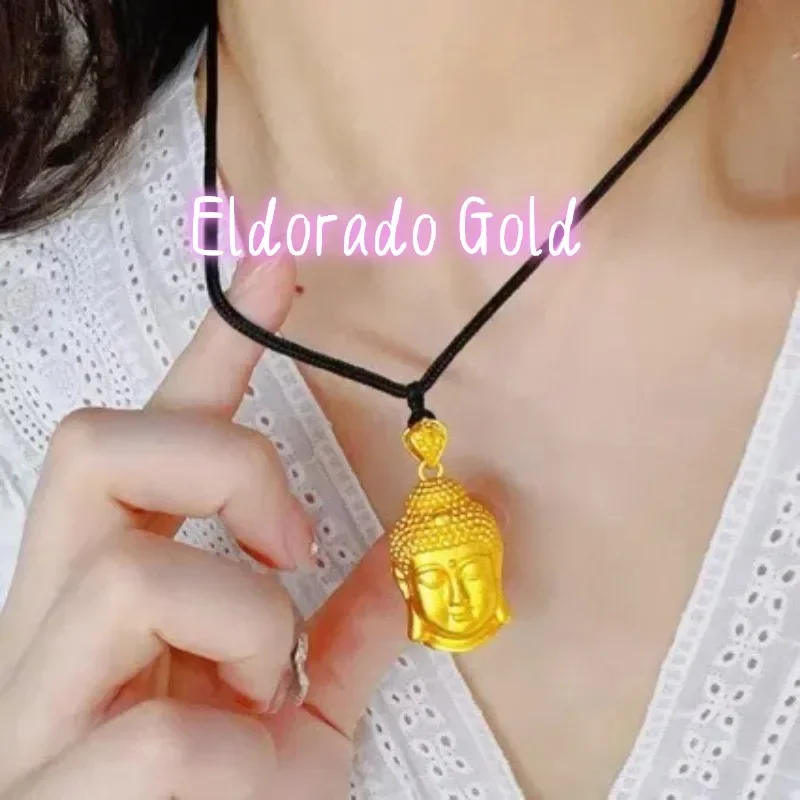 

Золотой кулон Eldorado Gold для женщин, 24-каратное золото (AU999), цельный, в форме головы Будды | Жидкое золото, имитирующее голову Будды, инкрустированное золотом.