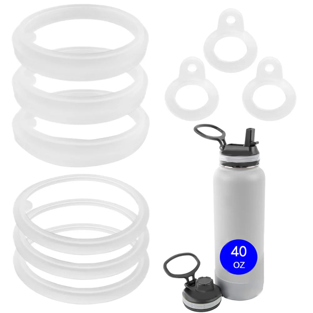 9pcs Double Wall Water Bottle Cap Gasket Replacements For 40oz Insulated Water Bottle Safety Seal Food Grade Silicone