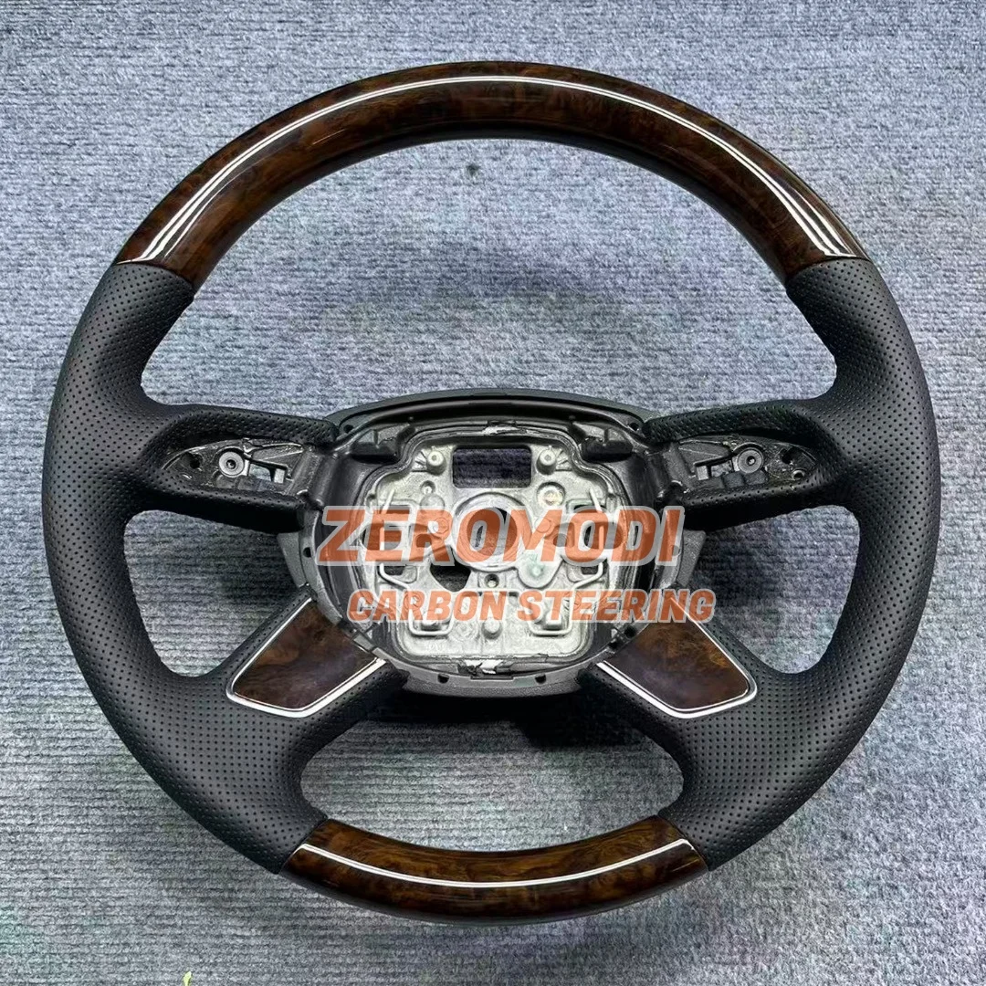 

For Audi A6 C7 Luxury Perforated Leather Wood Grain Steering Wheel Upgrade