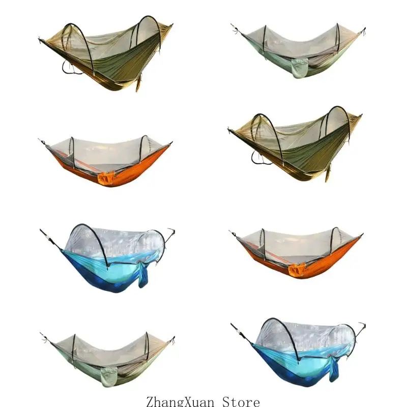 Outdoor-Hängematte mit Insektenschutz, Hängehängematte, Tragetasche und Hängebändern für Camping, Ruhe und Reisen 3XUF – Detail 2