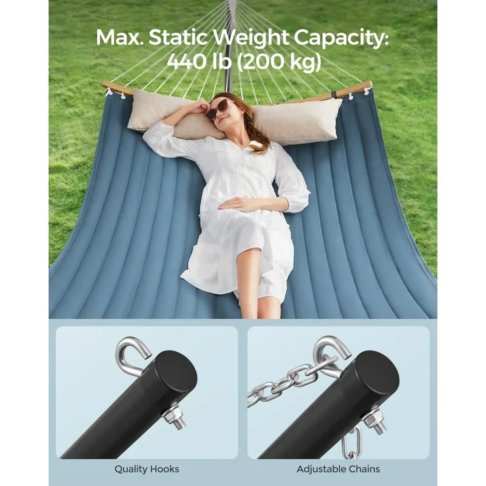 قمة الموضة - أرجوحة مع حامل، أرجوحة مبطنة مع موزعات من الخيزران المنحنية، وسادة، 78.7 × 55.1 بوصة، مبطن محمول #4