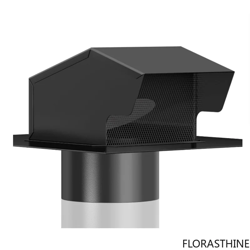 hon-guan-4''-6”-black-roof-vent-cap-roof-vents-for-houses-galvanized-rooftop-steel-dryer-exhaust-vent-cap-no-damper