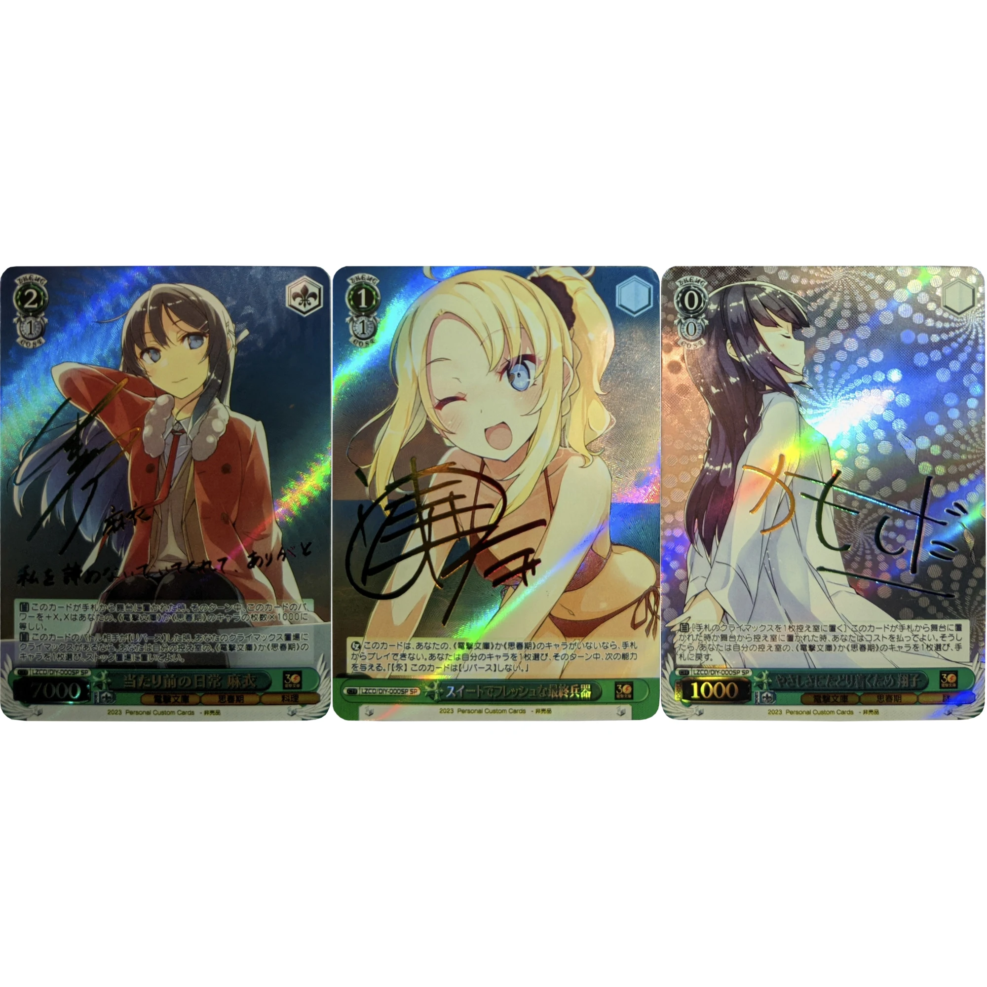 

Diy 3Pcs/set Sakurajima Mai Makinohara Shoko Hot Stamping Signature Flash Card Classic Game Anime Collection Cards Gift Toys