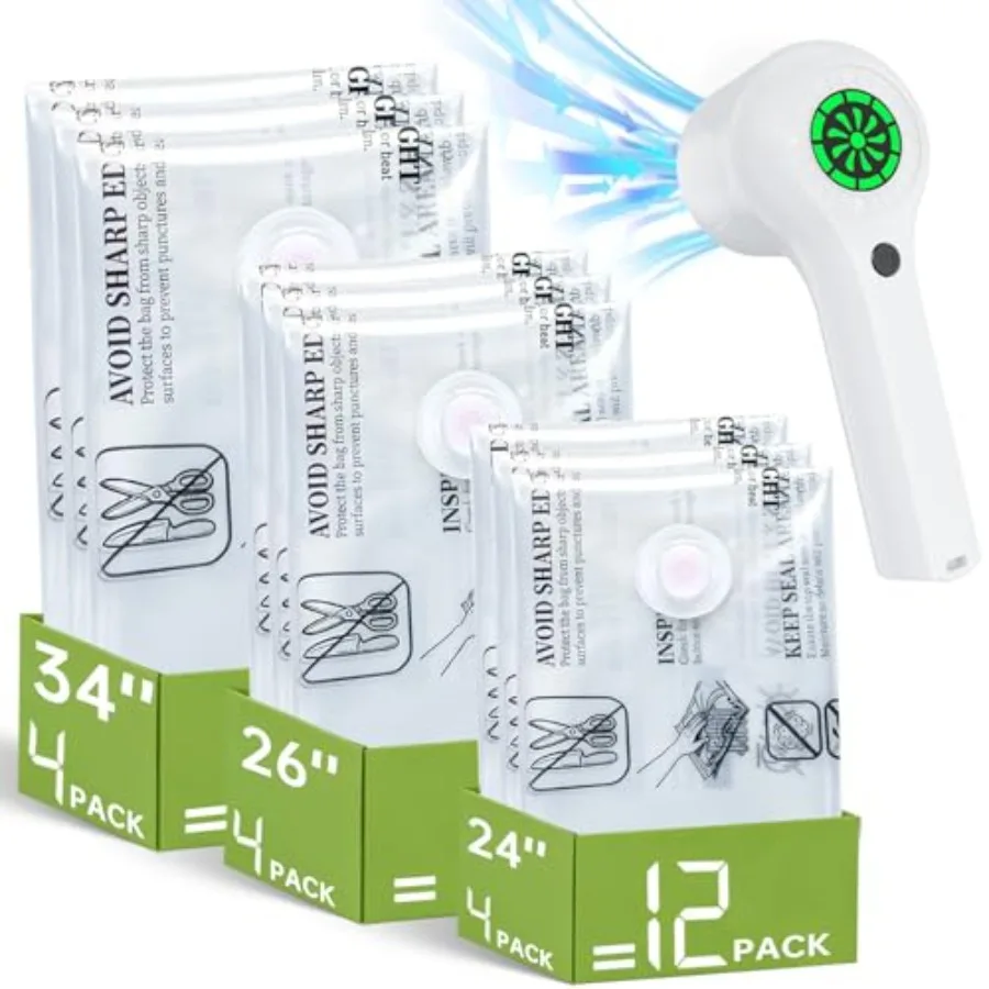 

Pack Vacuum Seal Rechargeable Set, 3 Combo Sizes for Travel Home Storage