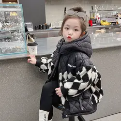 Thickened Girls Cotton Coat 2024 New Fashionable Baby Cotton Coat Winter Girls Winter Cotton Coat Children Winter Clothes