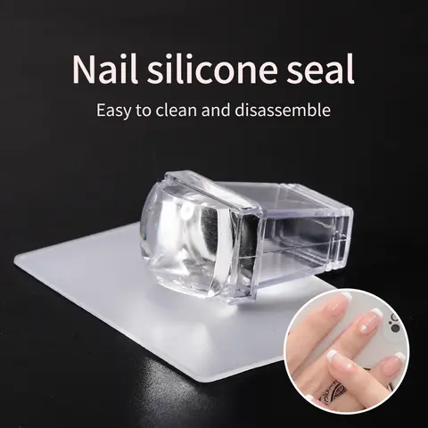 Rectangular Silicone Nail Art Stamper Set  Includes Stamper and Scraper Square Stamping Tool Suitable for Home and Salon Use