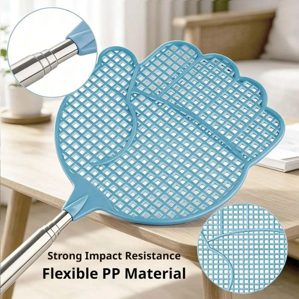 Picture 3: 77cm Scalable Stainless Steel Fly Swatter That Won't Rot, Household Extended And Thickened Fly Swatter Long Handle Telescopic