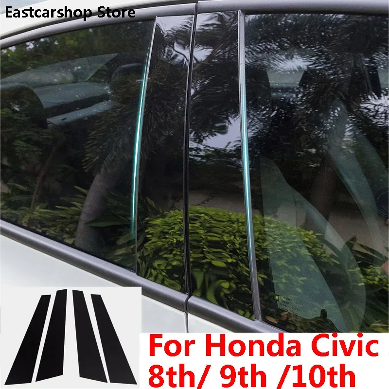 

For Honda Civic Sedan Hatchback Car Middle Column PC Window Decoration B C Pillar Strip Sticker Accessories 2021 2020 2006-2019