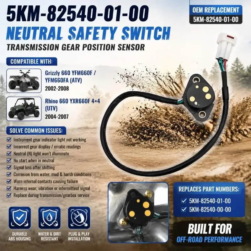 Replacement Transmission Position for 660 YXR660F Worn or Malfunctioning Components, with 2 Metal Lined Mounting H9EE
