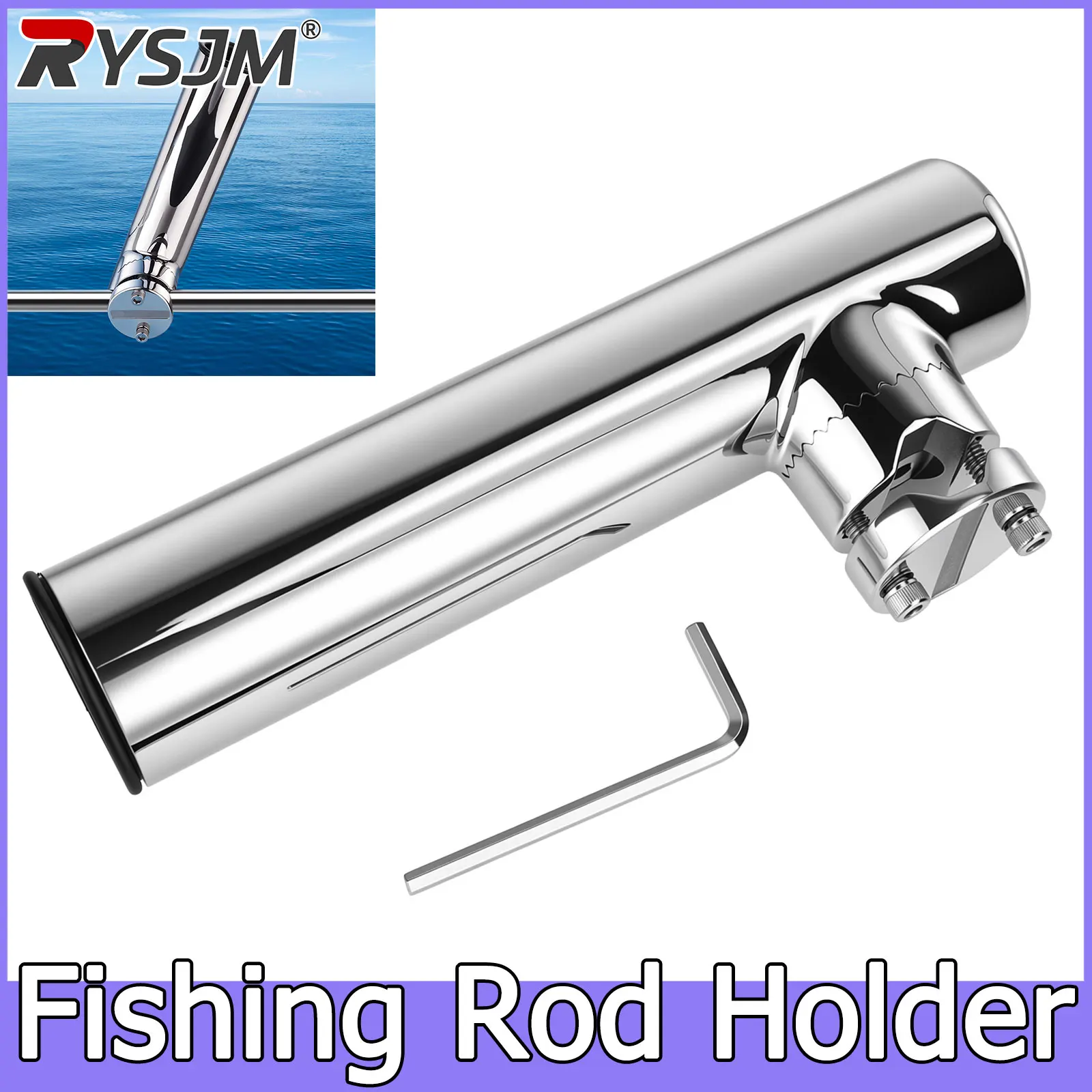 1pc Fishing Rod Holder Marine Stainless Steel Fishing Tackle Accessory Rotatable Rod Holder for 13-35mm Pipe