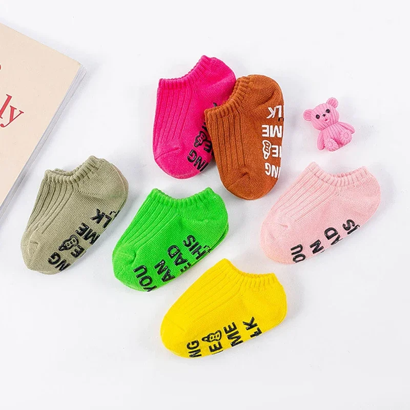 Spring Summer Thin Cute Baby Cotton Rubber Anti-slip Floor Socks Boys Girls Casual Short Ankle Socks for Newborn Infant Kids