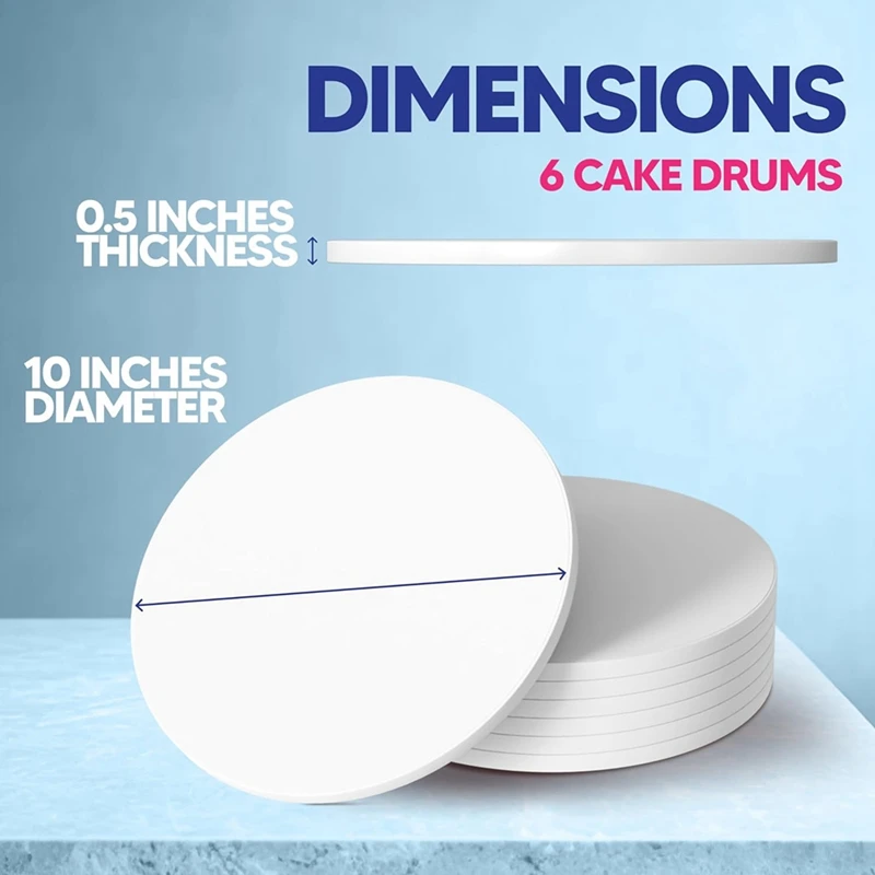 Cake Boards,10 Inch Cake Drum Cake Boards 10 Inch Round - Bend Resistant Multi-Layered Cake Base for Displays 5PCS