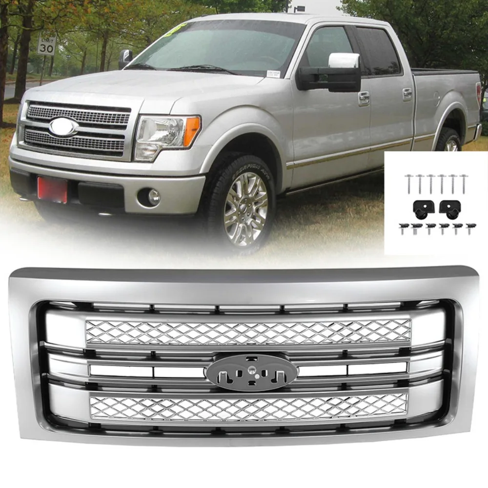 

Для Ford F-150 F150 2009-2013 2014 Передняя решетка радиатора из матового алюминия Platinum