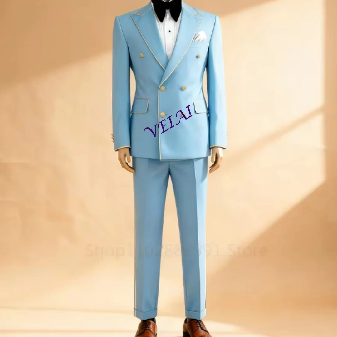 

Мужской костюм-двойка на заказ, с отложным воротником, для свадьбы, бизнеса, повседневной носки, сценический костюм, выпускной, однотонный, 2 предмета