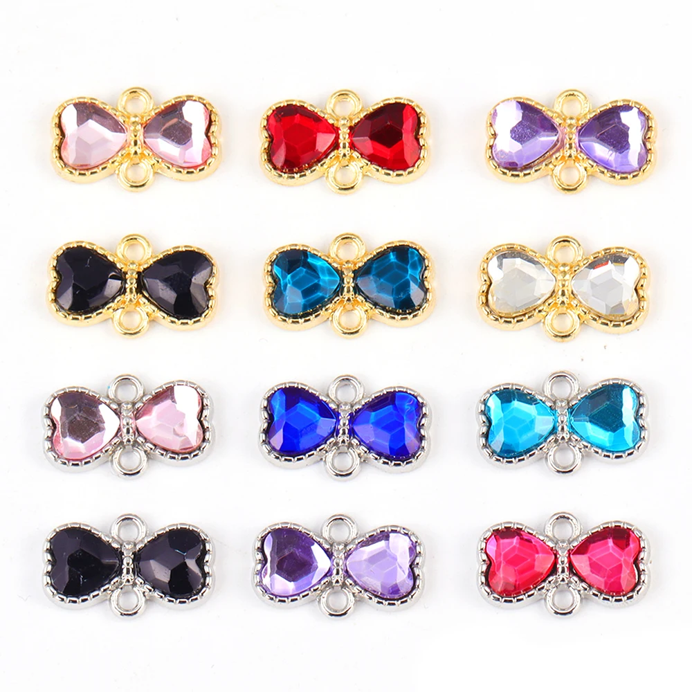 

15Pcs Cute Crystal Love Heart Zinc Alloy Jewelry Connector Charms for Jewelry Making DIY Earrings Pendants Necklaces Accessories