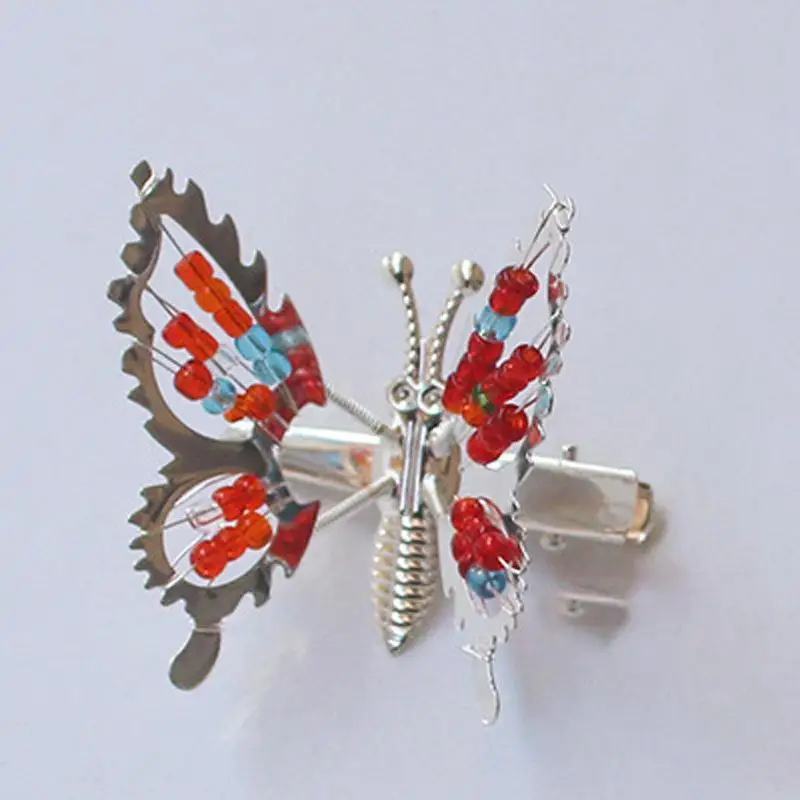 12 Stück 3D-Bewegliche Schmetterlings-Haarspangen Metall-Haarschmuck mit Beweglichen Flügeln Haarspangen für Frauen, Mädchen und Kinder – Detail 6