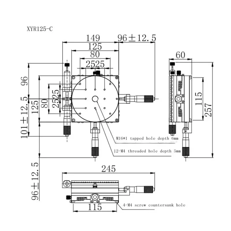 XYR three-axis optical trimming frame, high-precision sliding table LS125-C manual fine-tuning translation rotation