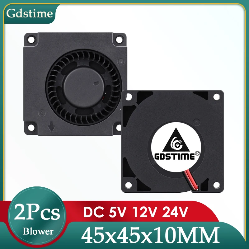 

2pcs Gdstime 45mmx45mmx10mm DC 12V 2Pin Centrifugal Turbo Blower Fan 4510 4.5cm Small Brushless Turbine Exhaust Case Cooling Fan