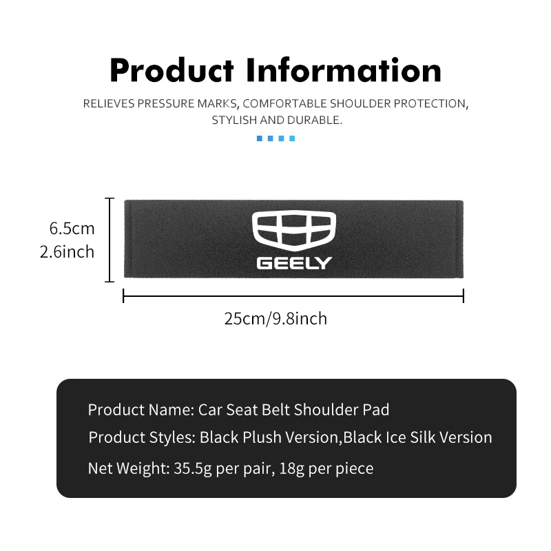Universal Car Seat Belt Shoulder Pad Auto Interior Accessories For Geely Geometry C Tugella GC9 X7 GX3 CK GC6 LC EC8 CK2 CK3 view 6