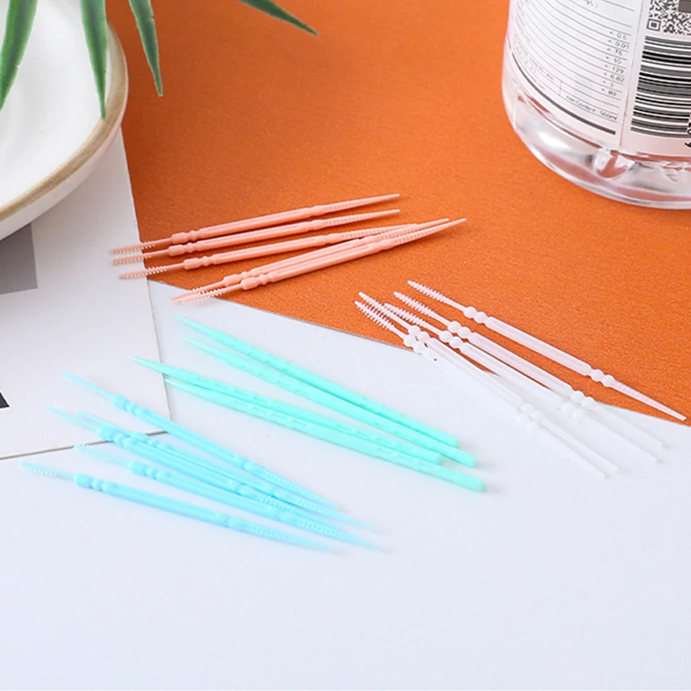 Portable Disposable Fishbone Interdental Brush Double Head Plastic Toothpick For Household Teeth Gap Deep Cleaning