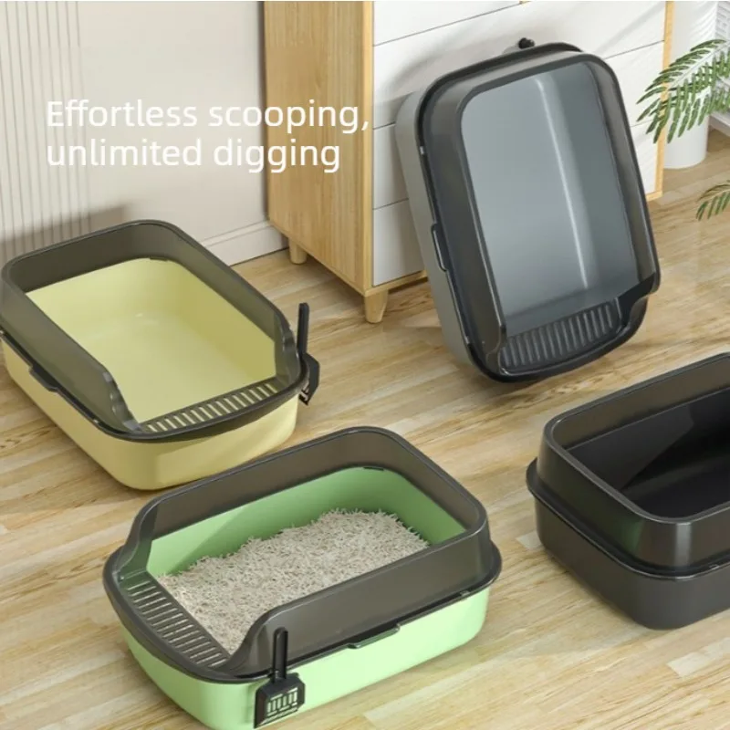 Best-selling semi-enclosed cat litter box with anti-splash feature and thickened design for cat toilet. Pet supplies for pets.
