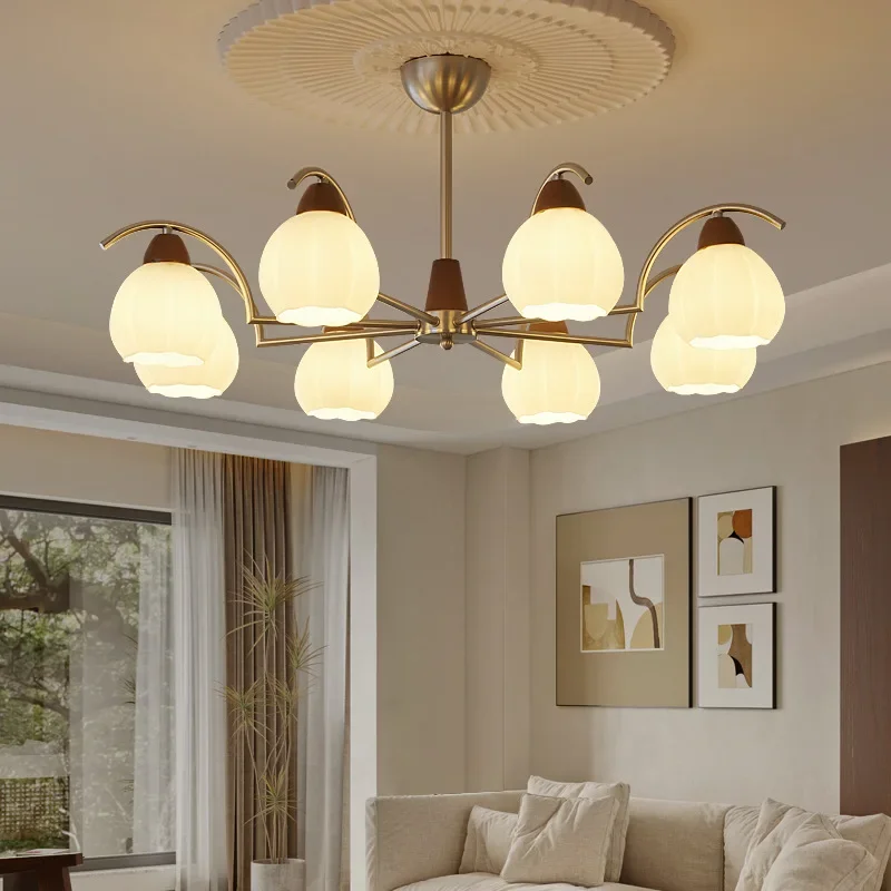 American chandelier, bedroom lighting, rural retro style wrought iron, glass French simple medieval style lamps