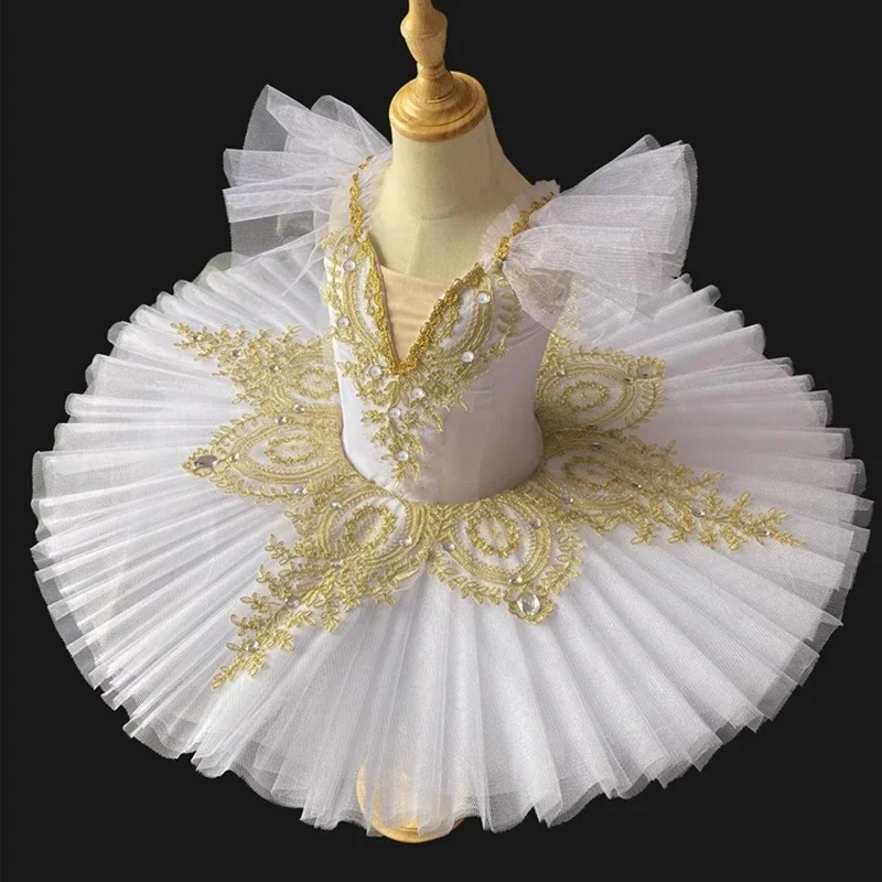 Blue White Swan Lake Professional Ballet Tutu Girls Platter Pancake Tutu Ballerina Party Dress Child Kids Ballet Dance Costume