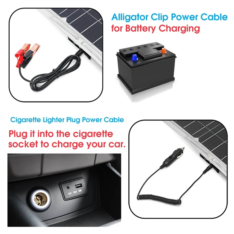 solar panel cigarette lighter battery charger 600W 18V Monocrystalline Silicon Solar Panel Dual USB 12V 5V DC Flexible Solar  Charger Power Bank for Car RV Battery Charge
