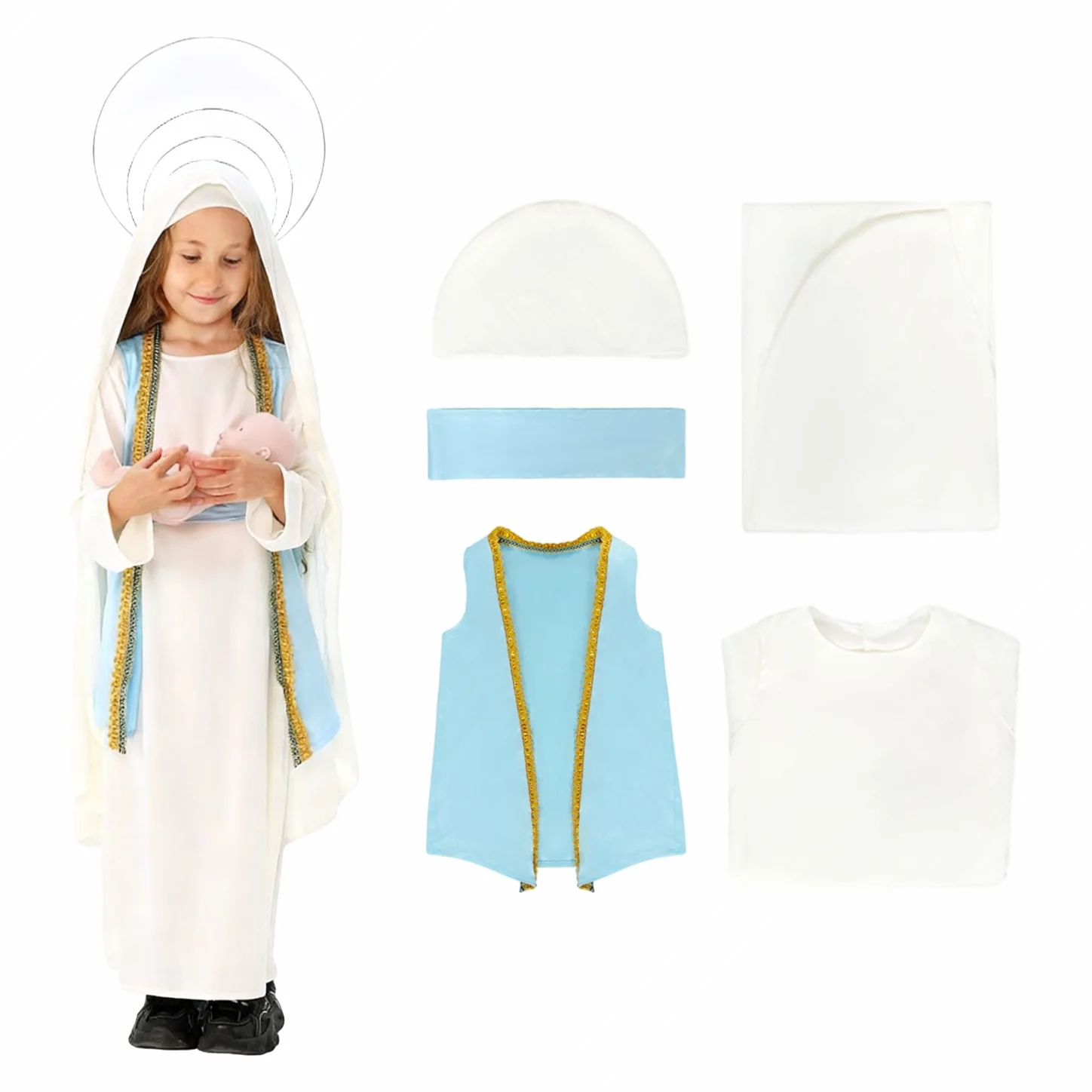 

Medieval Virgin Cosplay Boys Girls Stage Performance Costume Arabic Cosplay Role Play Outfit Full Set Suit Theme Party