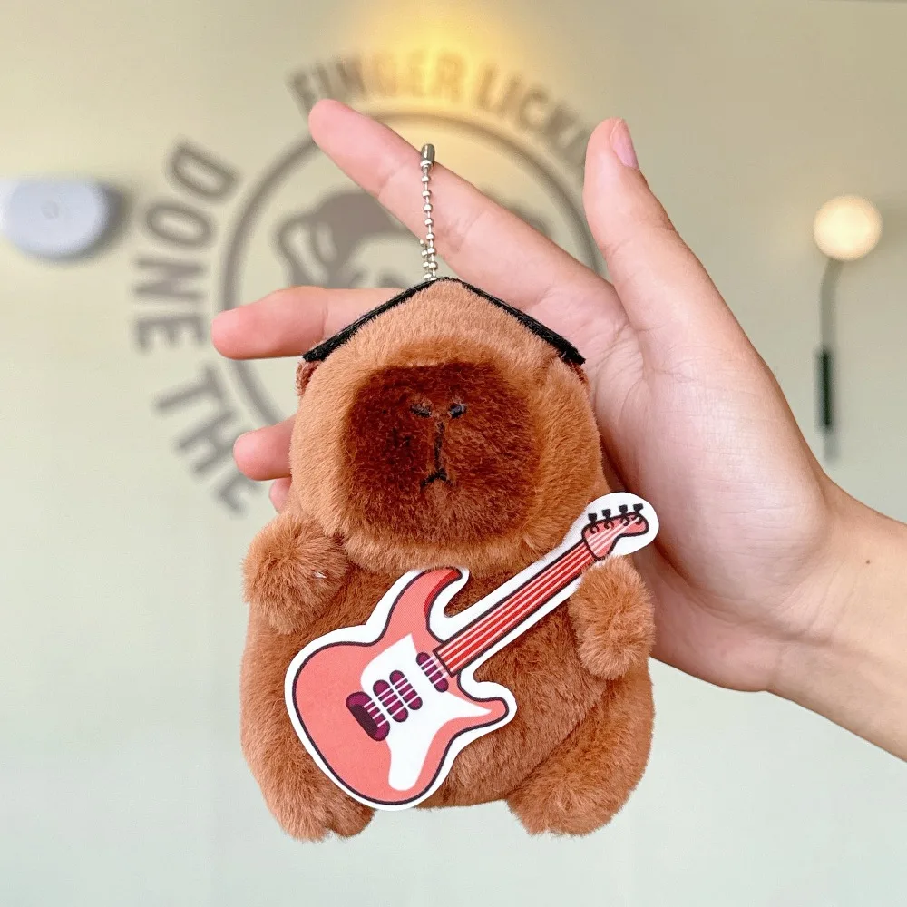 Plush Doll Guitar Capybara Plush Pendant Creative Keyring Plush Capybara Keychain Cute Funny Rock Capybara Plushie Doll