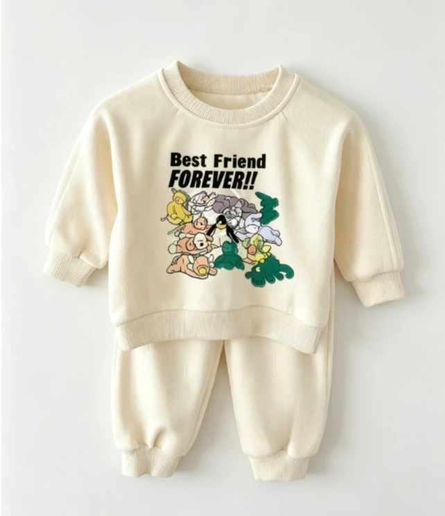 Baby All Match Cartoon Animal Tracksuit Set Small Kid Cotton Long Sleeve Top With Jogger Bottoms Two Pieces Suit Children Cloth