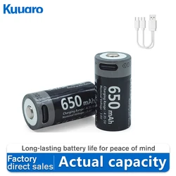 Kuugro 16340 3.7V 650mAh CR123A USB Rechargeable Li-ion  Battery for Olympus U1 U2 Fujifilm FinePix S1 Pro Canon EOS 30 EOS 7
