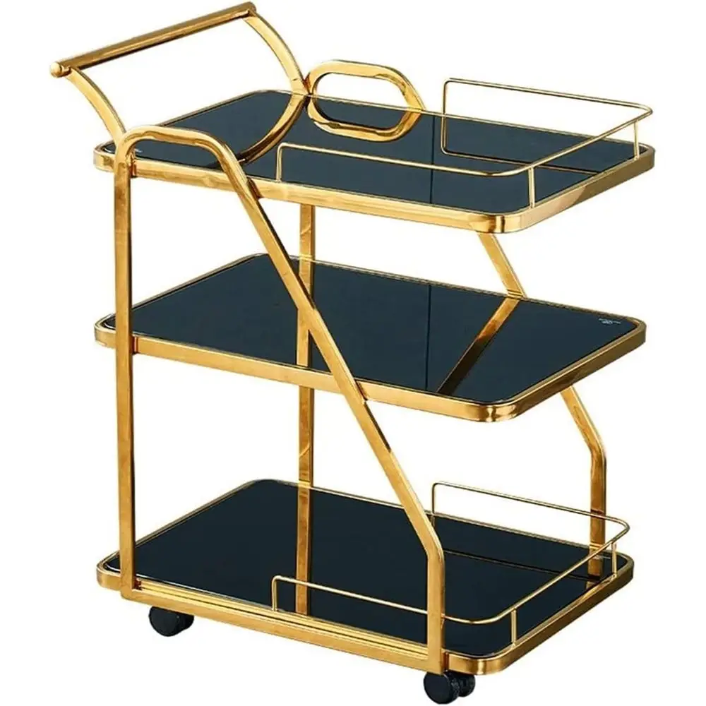 

Трехъярусная сервировочная тележка из нержавеющей стали для гостиниц, ресторанов и предприятий общественного питания