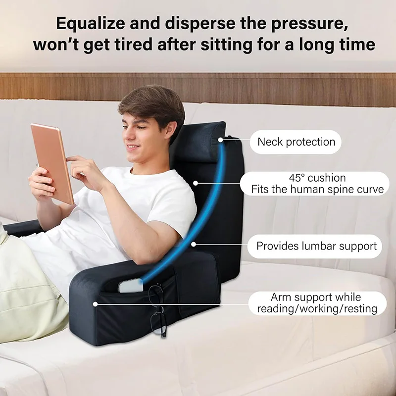 Comfortable Back Support Pillow Cushion with Arms for Adults,Soft Bed Reading Pillow Ideal for Reading Working Gaming Relaxing - view 2