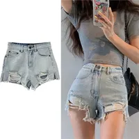 High-Waisted Casual Niche Fringe Jeans Cropped Hip-Hop Streetwear Women's Fashion Trendy Holes Punk Denim Pants