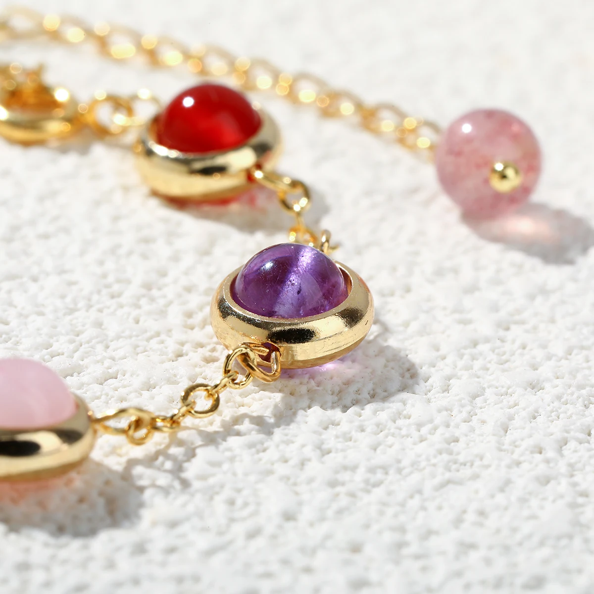 JD الحجر الطبيعي الملونة كريستال محظوظ الخرزة سلسلة أساور النساء أزياء بسيطة قابل للتعديل الفولاذ المقاوم للصدأ شفاء المجوهرات #3