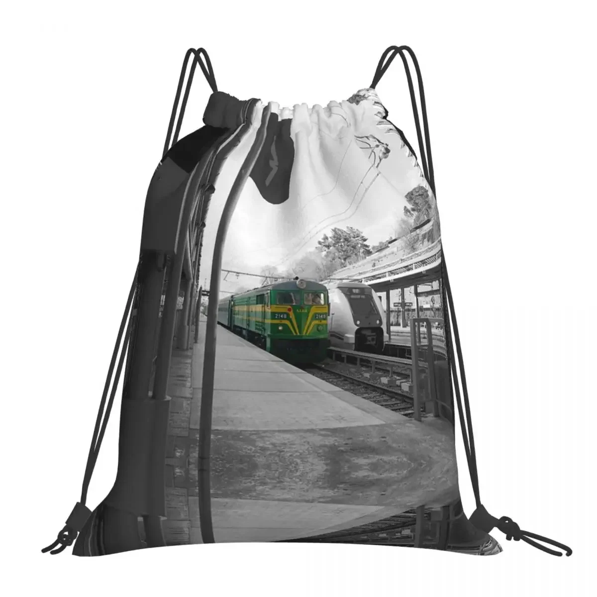 ALSA 2148 - POSTER - PRINCIPE PIO MADRID - TRENES Backpacks Drawstring Bags Drawstring Bundle Pocket Storage Bag BookBag