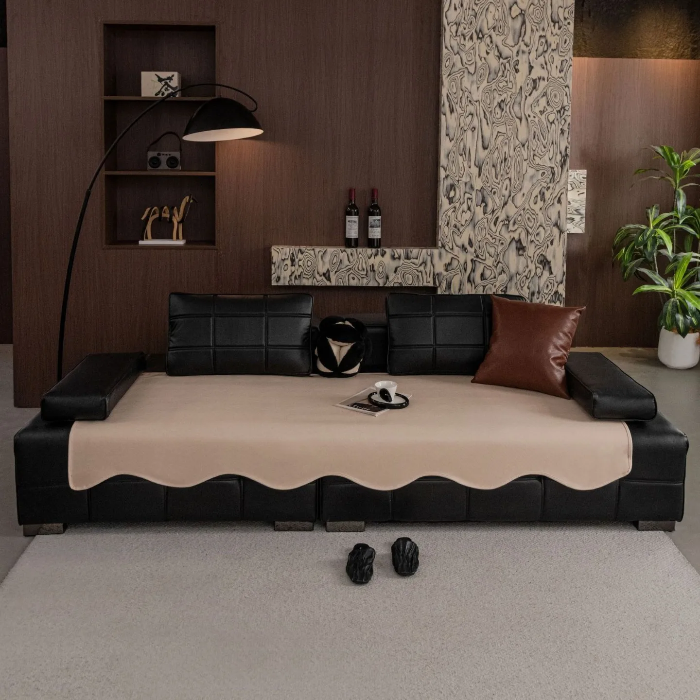 Waterproof Sofa Cover Artificial Leather Chaise Longue Slipcovers Armchair Protector Couch Cover for Living Room