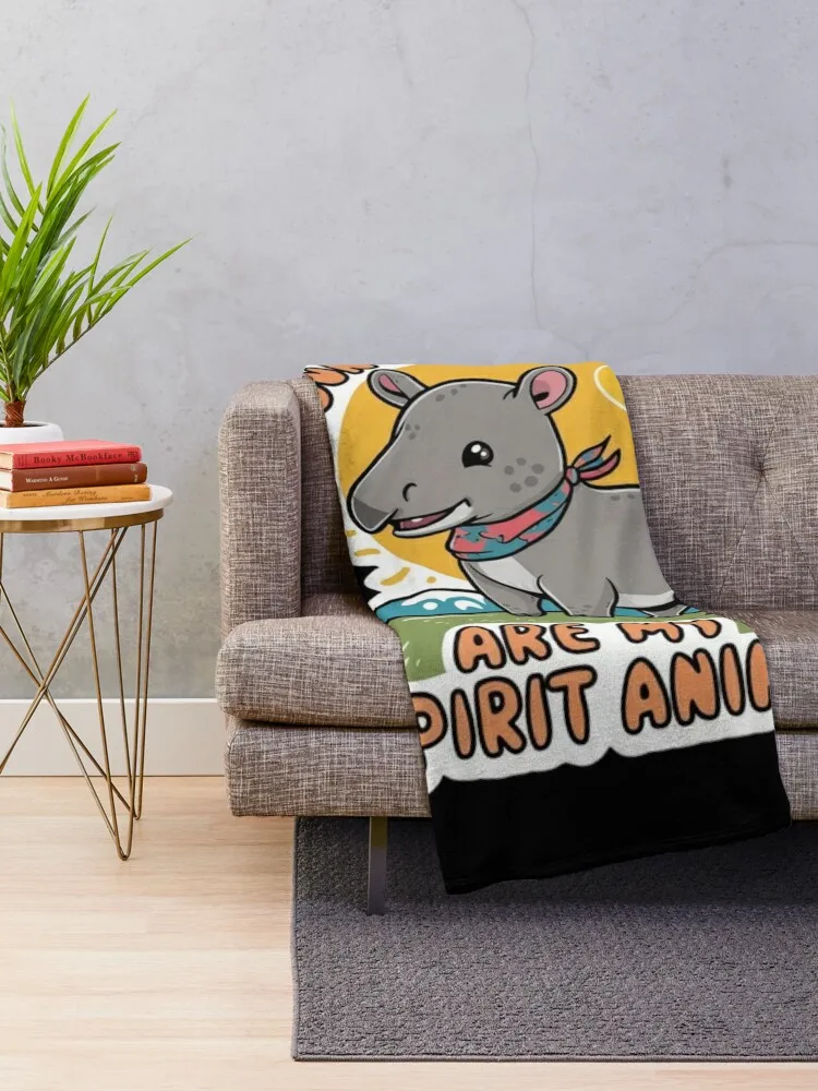 Mountain Tapirs Are My Spirit Animal Throw Blanket Loose Flannel Fabric Blankets